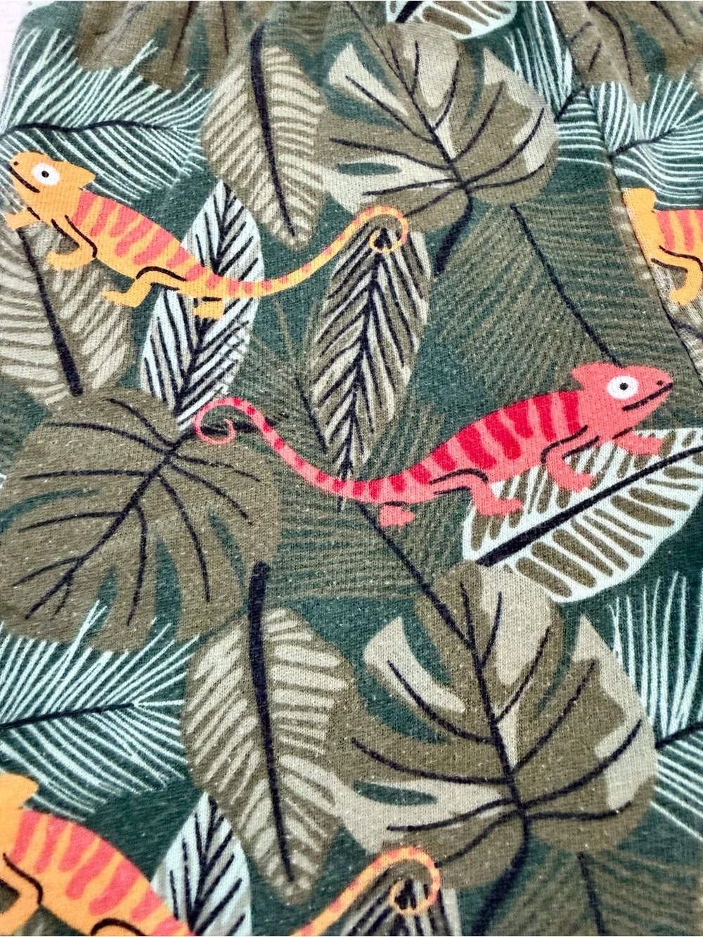 Kids Green Tropical Chameleon Print Shorts